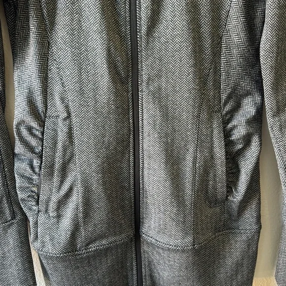 Mondetta Gray Black Herringbone Long   Running Workout Hood Jacket Small EUC - Picture 5 of 8